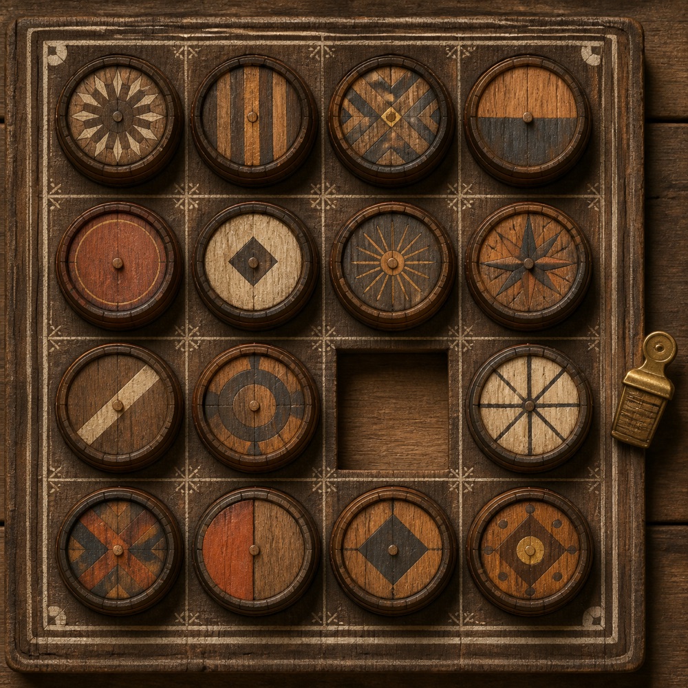 Oak cask ends on a warehouse board
